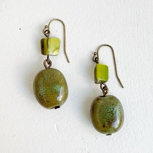 • beaded green earrings •
